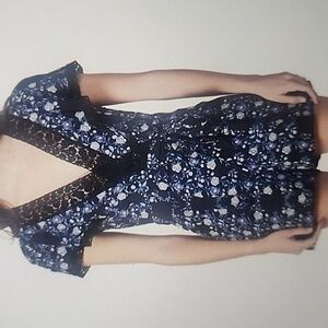 SANDRO LAITH WRAP EFFECT LACE TRIMMED ROMPER SIZE 40